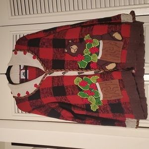 Like new! Vintage Storybook Knits plaid teddy bear bushel sweater